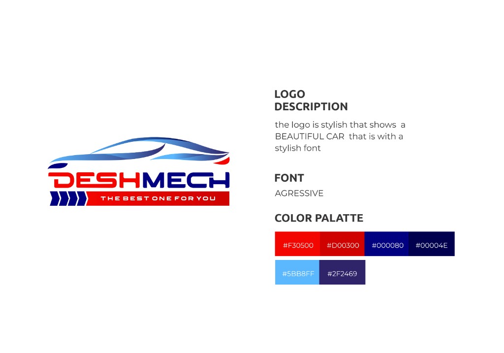Desh Mech brand colour sheet