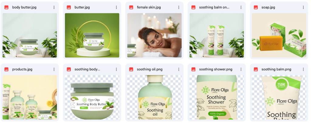 Flore Olga product asset grid