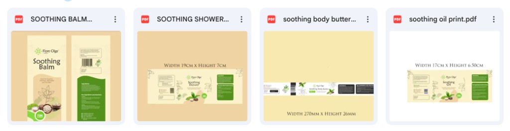 Flore Olga product labels