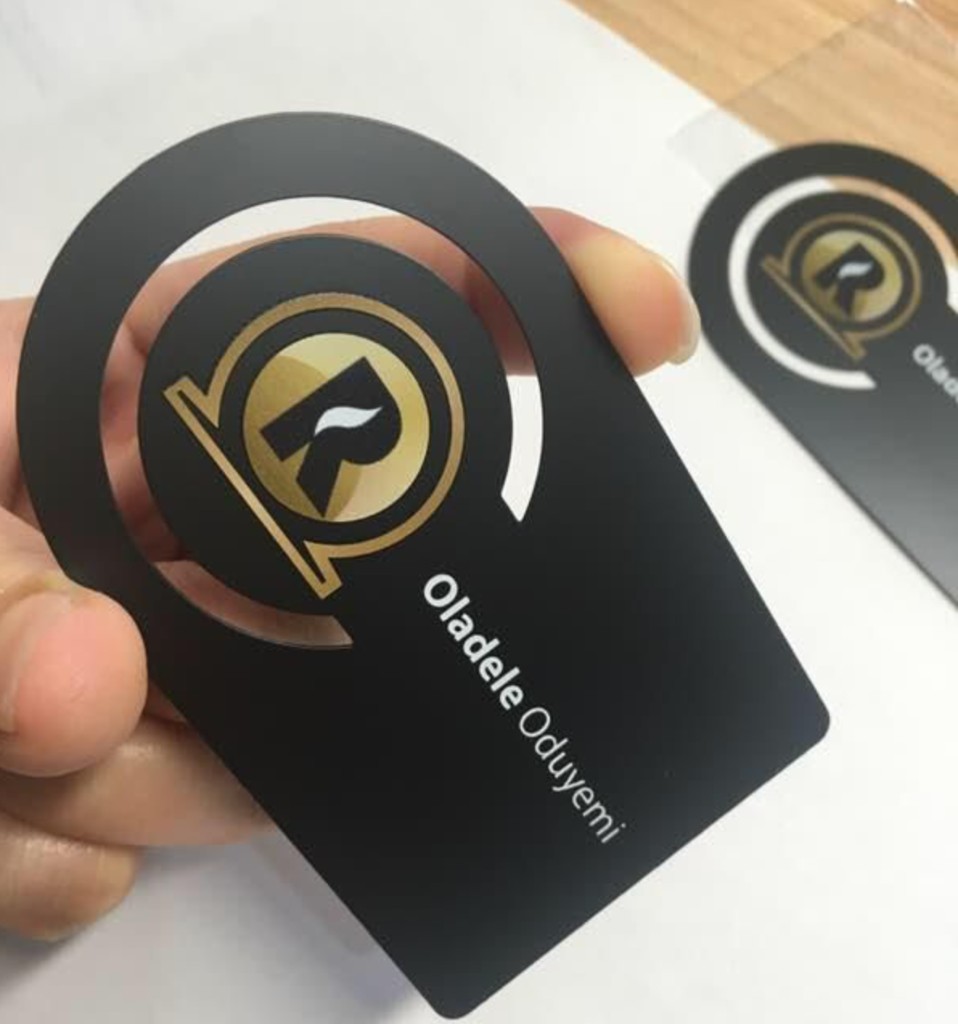 Rhodewards die-cut business card